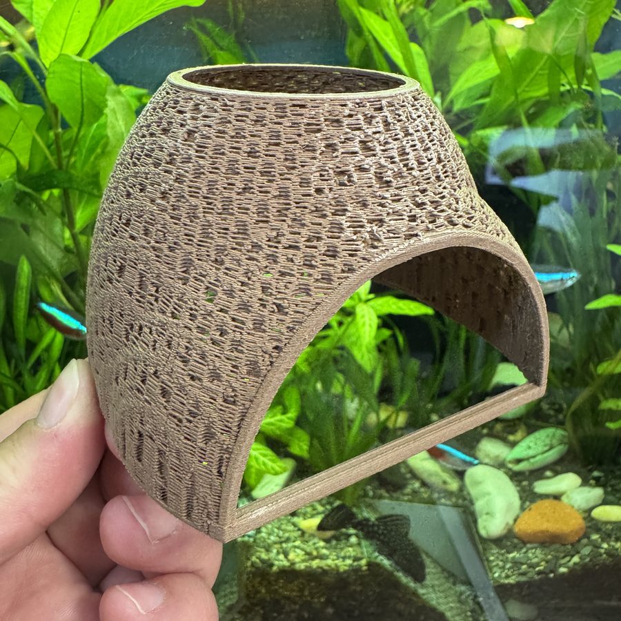Грот «Пещера» — безопасный декор для аквариума из эко-пластика PETG, 3D-печать